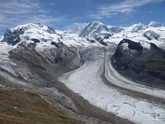 Monte Rosa, Lyskamm, Castor and Pollux from the Gornergrat viewpoint 