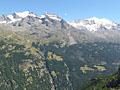 View of the peaks across the Saas Fee valley
