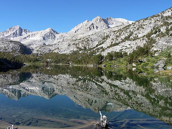 Beautiful reflections of the peaks in Long Lake 