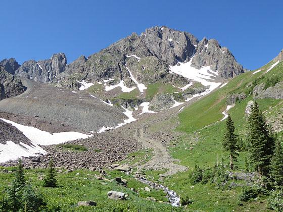 Looking up at Mt. Sneffels (14,150-ft.) 