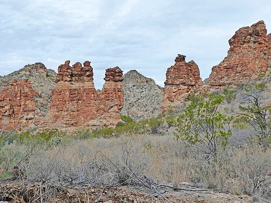 Fins eroded into pinnacles and hoodoos